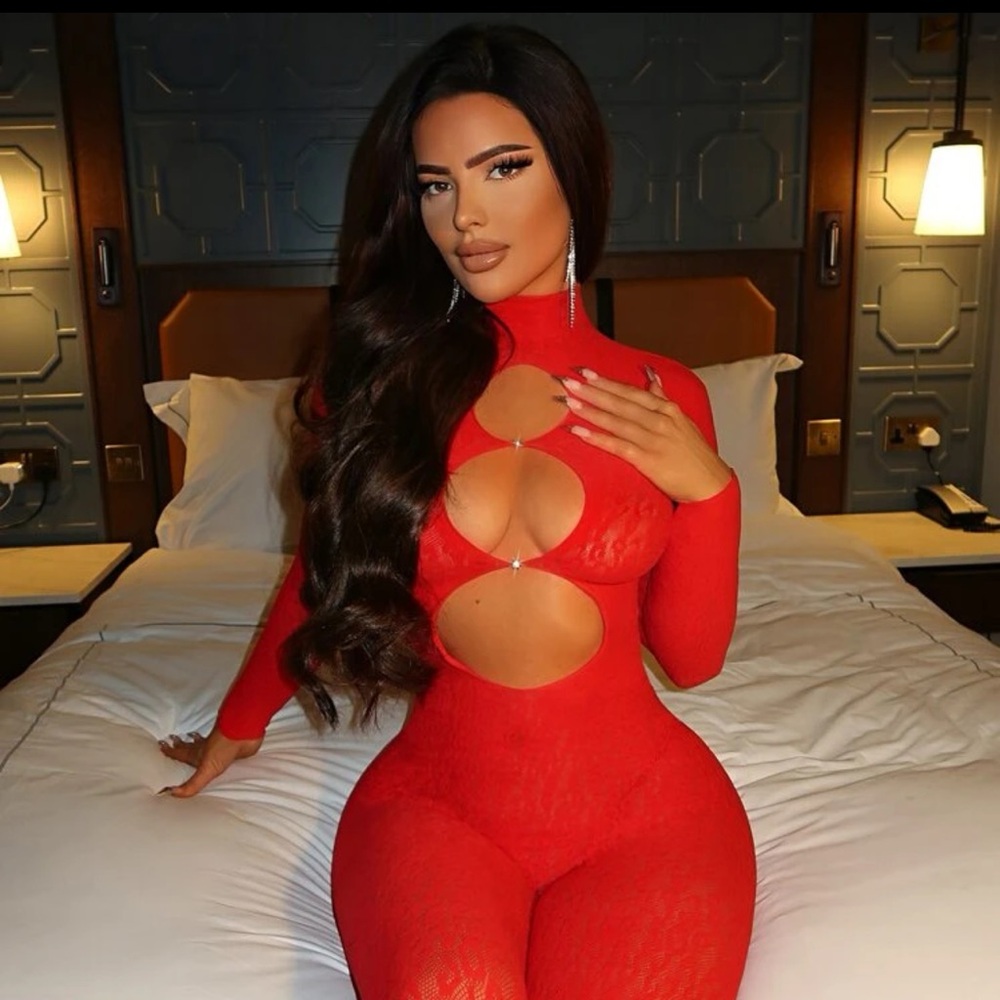 Red lace jumpsuit
